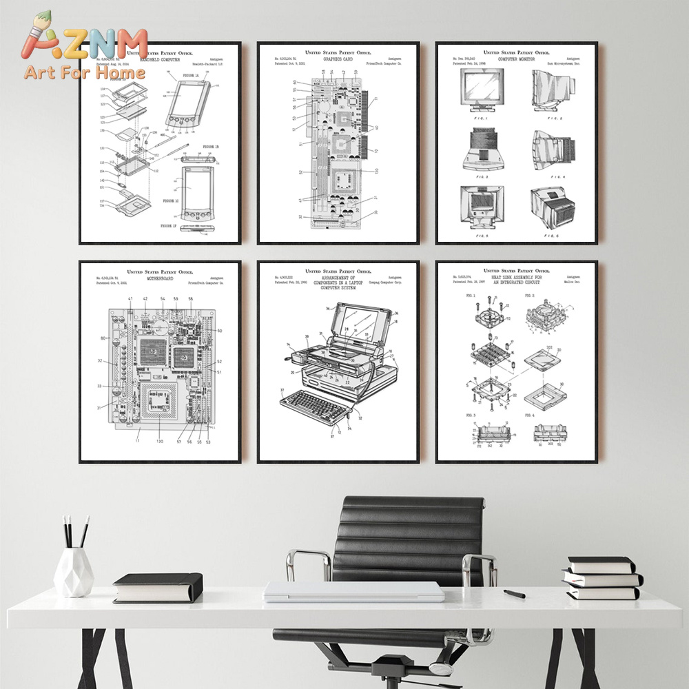 Tech Office Wall Decor - Obraz na płótnie z patentem na