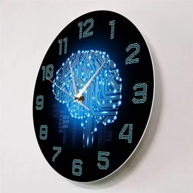 Tech Office Wall Decor - Zegar Ścienny Tech Brain Kod Binarny