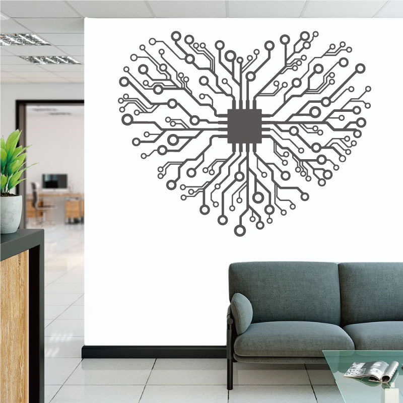 Tech Office Wall Decor - Love Chip Tech Company Office Vinyl