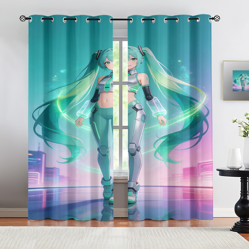 Office Tech Room - 2 szt. Zasłony zaciemniające Hatsune Miku