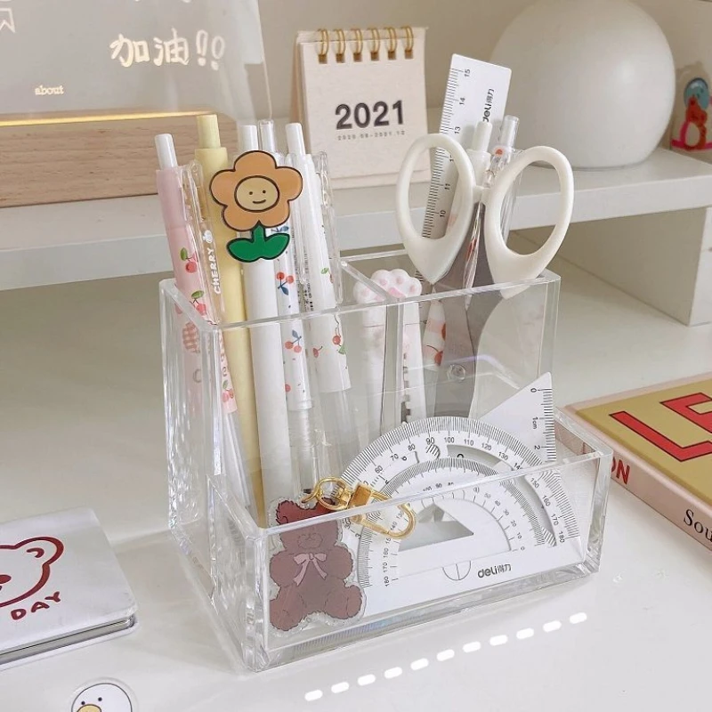 Home Office Tech Gadgets - Prosty akrylowy przezroczysty trzykomorowy obsadka do