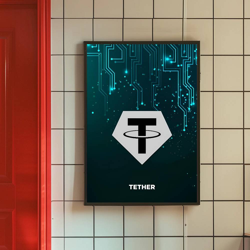 Plakat z symbolem kryptowalut, – Tech Office Wall Decor recenzja i cena
