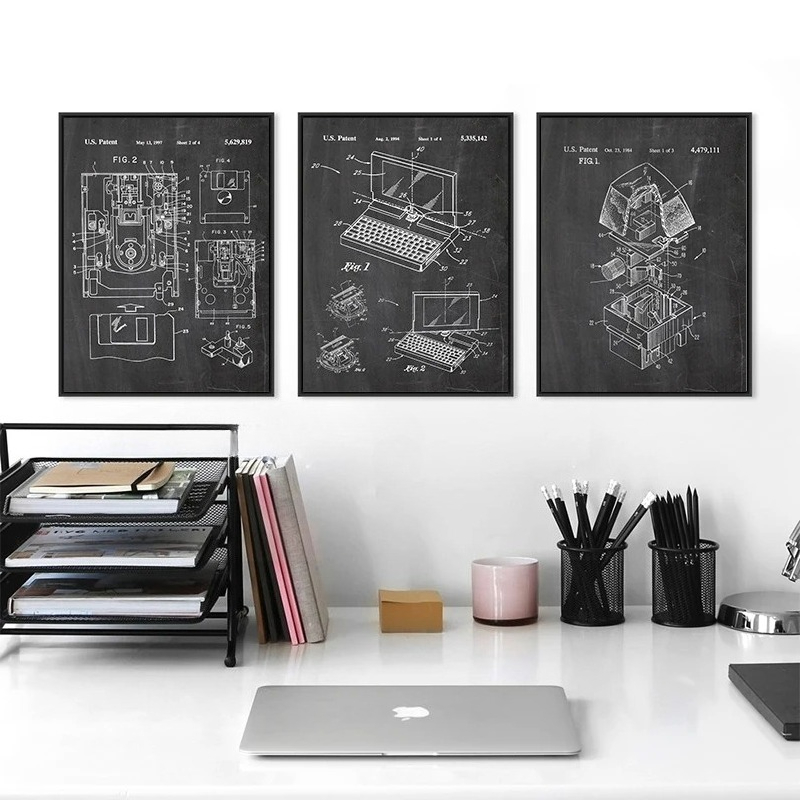 6 szt. Zestaw vintage'owych pl – Tech Office Wall Decor recenzja i cena