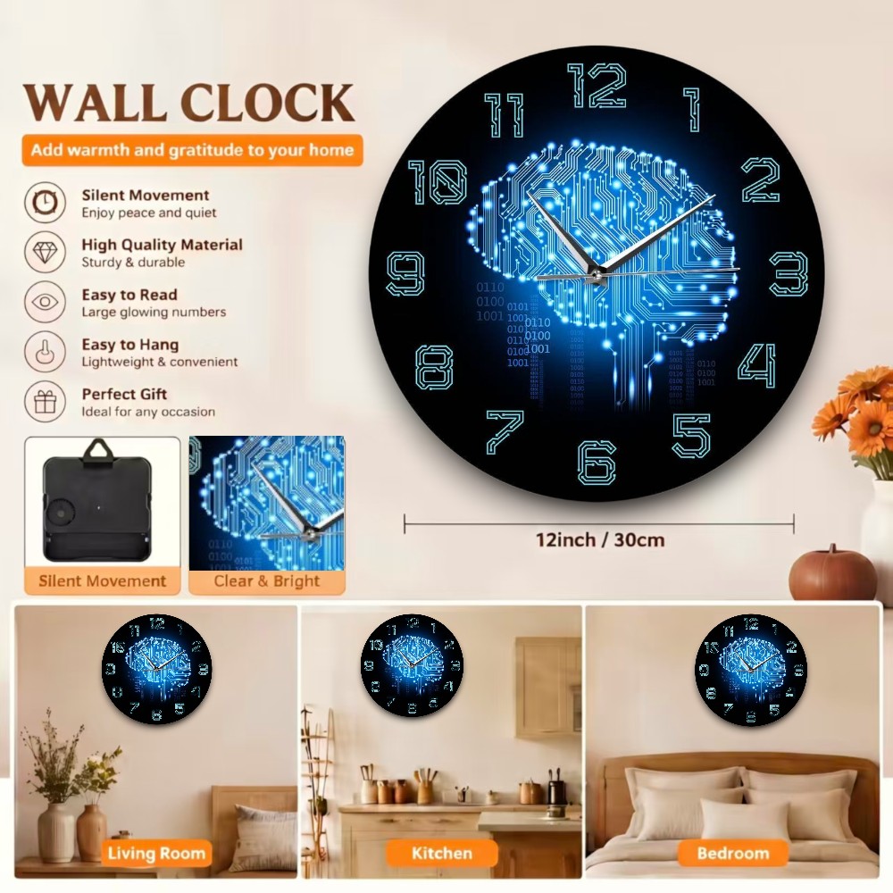 Zegar Ścienny Tech Brain Kod B – Tech Office Wall Decor recenzja i cena