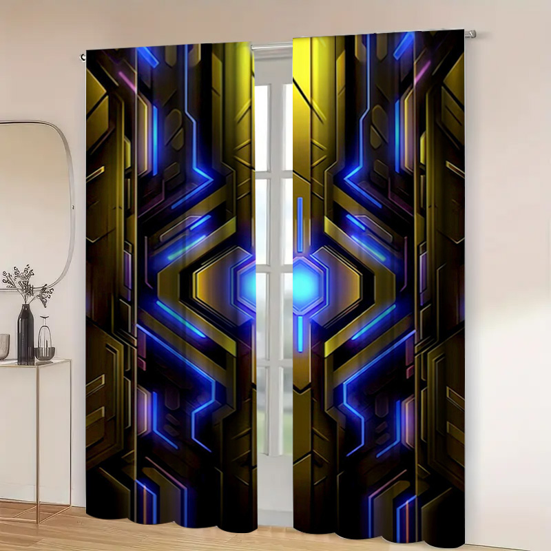 2 szt. Geometryczne zasłony te – Office Tech Room recenzja i cena