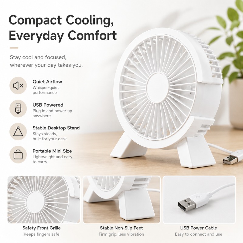 Mini USB Wentylator Stołowy z  – Home Office Tech Gadgets recenzja i cena